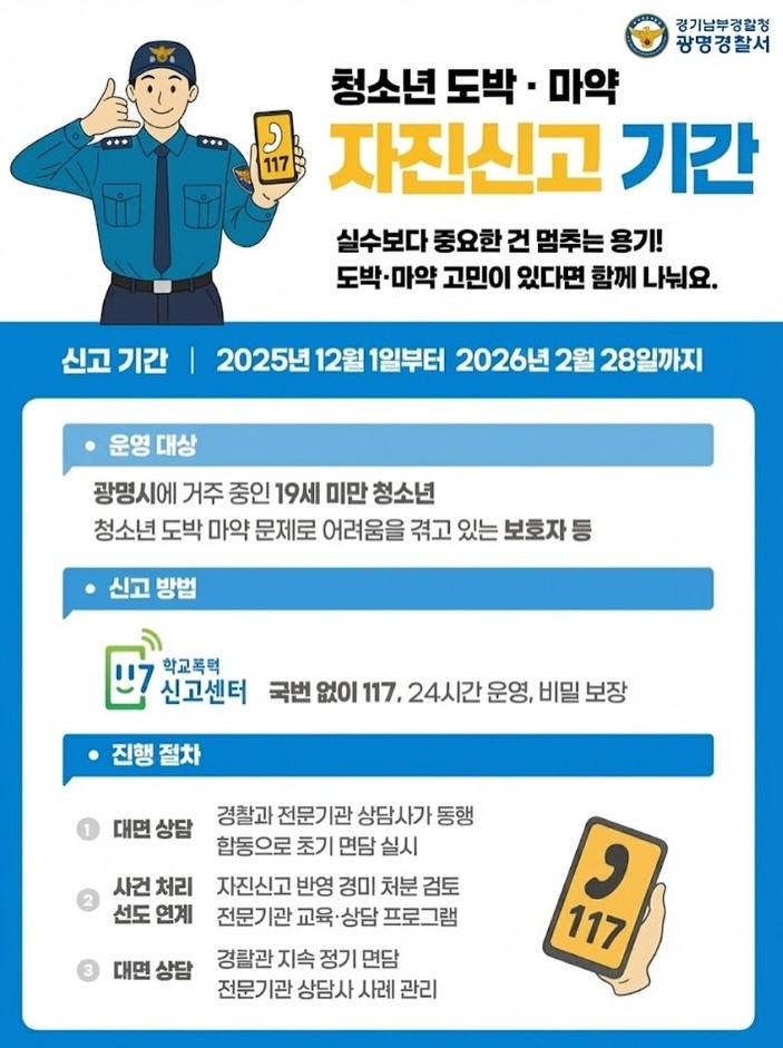 [캠페인] 청소년 도박, 마약 자진신고 기간 홍보 이미지 1