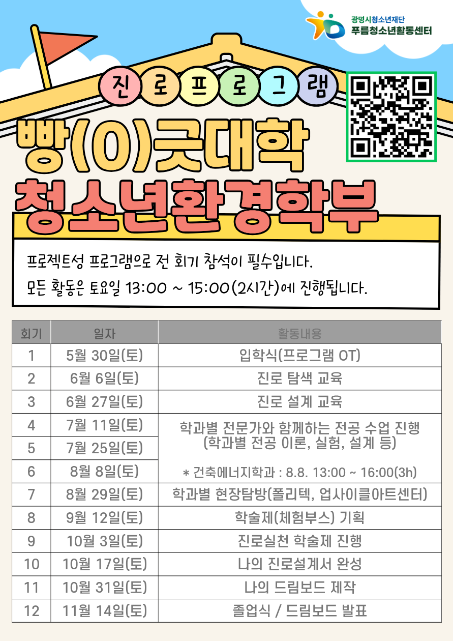 [모집] 청소년진로프로그램 '빵(0)긋대학 청소년환경학부' 참가자 모집 이미지 2