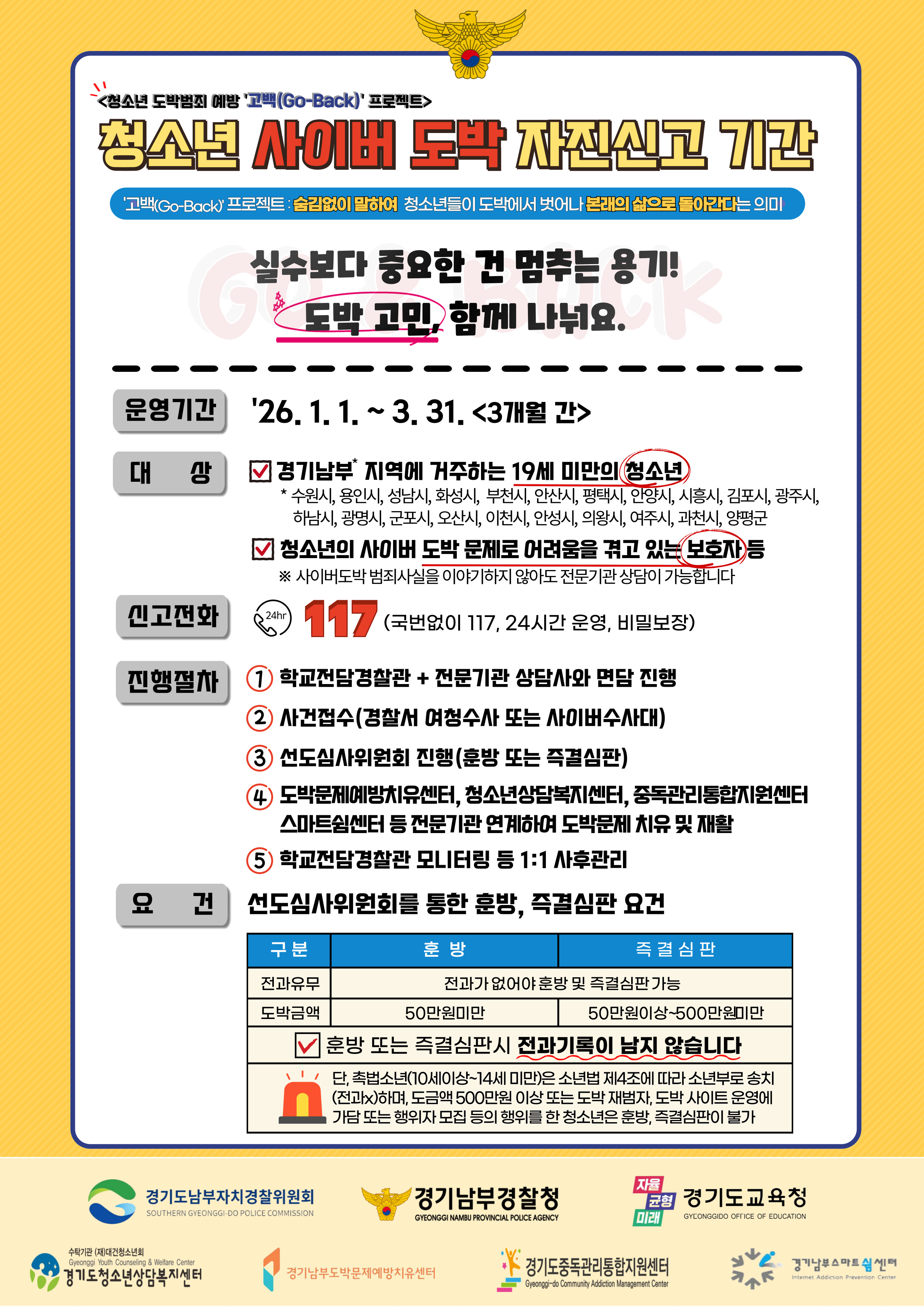 청소년 사이버도박 자진신고 홍보 포스터 이미지 1